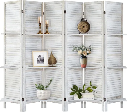 Miniatura 16 de Divisor de habitación con estantes, pantalla de privacidad, separadores de habitación y pantallas de privacidad plegables, separador de separación