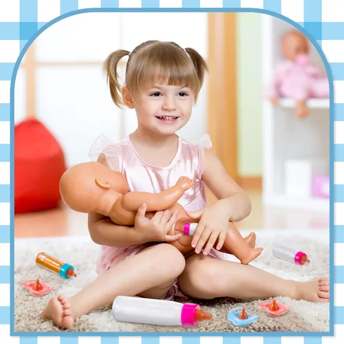 Miniatura 7 de Seematn 7 Piezas Accesorios de Biberones para Muñecas Bebé Juego de Alimentación de Muñecas Biberones que Desaparecen de Leche y Jugo con Chupete