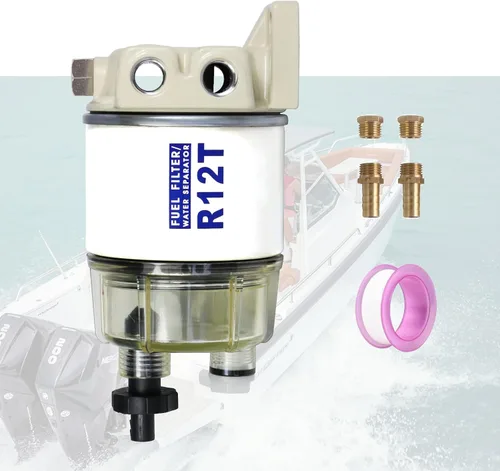 Kit completo de separador de agua con filtro de combustible marino para fueraborda R12T con NPT ZG1/4-19 reemplaza a Racor S3240 120AT R12T
