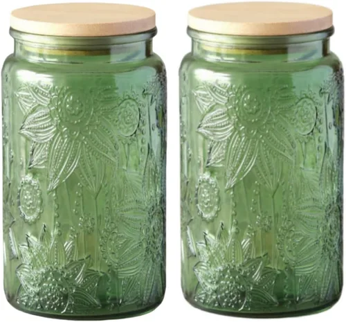 Miniatura 18 de ANSQU Tarro de vidrio azul, recipiente de vidrio vintage de 23.7 FL OZ con tapa hermética, tarro para caramelos/recipiente para azúcar para despensa