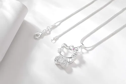 Miniatura 2 de UUONLY Collar de Hello Kitty collar de gato rosa chapado en plata regalo de cumpleaños para fanáticos de Hello Kitty regalos de Hello Kitty