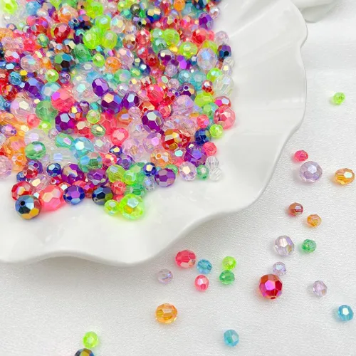 Miniatura 5 de 200 cuentas acrílicas de cristal de color AB de 0.394 pulgadas (0.394 in) cuentas redondas de plástico facetadas espaciadoras para hacer joyas, 402