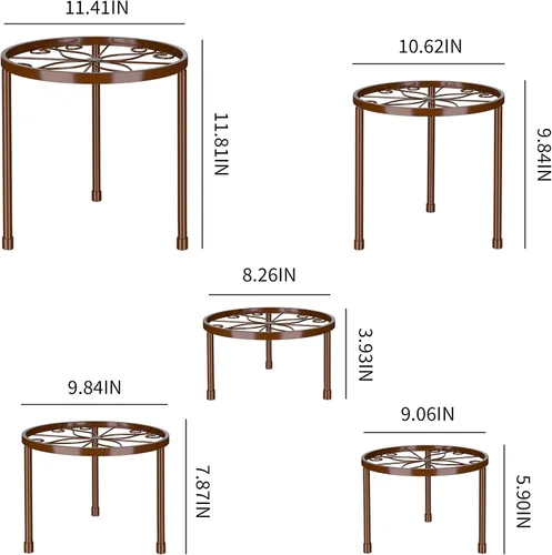 Miniatura 7 de Linpla Paquete de 5 soportes de metal decentes para plantas, soportes resistentes para macetas para múltiples plantas, estante de hierro