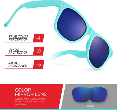 Miniatura 65 de Retro Rewind Lentes de sol para niños y niñas de 3 a 12 años, inastillables, UV400, lentes de sol para niños pequeños