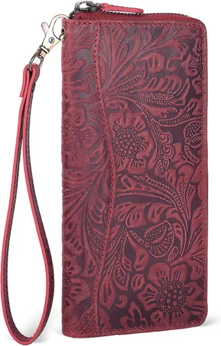 Miniatura 18 de Oak Leathers Cartera de cuero para mujer – Cartera Clutch RFID para mujer con 8 portadores de tarjetas de crédito, bolsillo para monedas, regalo