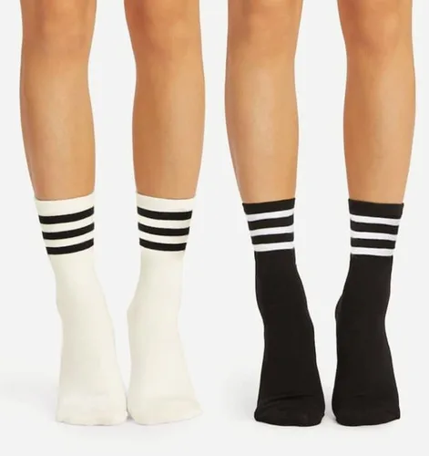 Miniatura 3 de 4 pares de calcetines a rayas para mujer, calcetines deportivos retro de algodón, elásticos, calcetines novedosos, unisex, multicolor