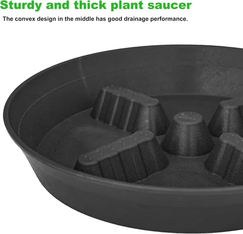 Miniatura 3 de Paquete de 4 platillos para plantas de 8 pulgadas, 10, 12, 14, 17 pulgadas, soporte para plantas de plástico para interiores y exteriores, bandejas