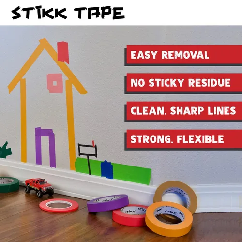 Miniatura 5 de STIKK Cinta para pintores – 10 unidades de cinta de pintor roja – 1 pulgada x 60 yardas – Cinta de pintura para pintura, bordes, recortes, techos