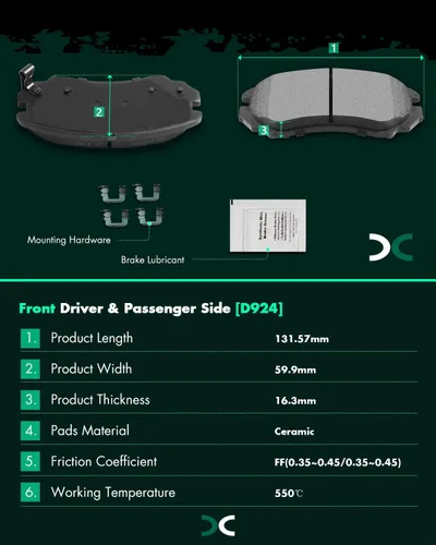 Miniatura 3 de SCITOO D815 D905 Juego de pastillas de freno de cerámica delanteras y traseras para INFINITI G35 2003-2005, para Nissan 350Z 2003-2005 para Altima