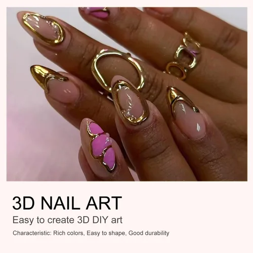 Miniatura 3 de 3D Gel Nail Art 0.35 oz No Wipe Clear Black White Nail Sculpting Gel, Gel Liner 3D Nail Gel Sculpting Gel en relieve Gel de caramelo Gel Moldeo de 3