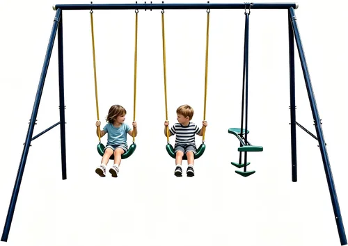 Miniatura 15 de DECORLIFE Juegos de columpios para patio trasero, 700 libras de metal resistente con marco en A para exteriores con columpio de platillo de 32