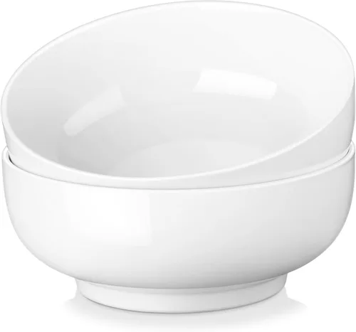 Miniatura 11 de MALACASA Juego de Tazones para Ensalada, 44 OZ (7") Tazones Grandes para Sopa Tazones para Cereal para Cocina, Juego de Tazones de Cerámica Blanca