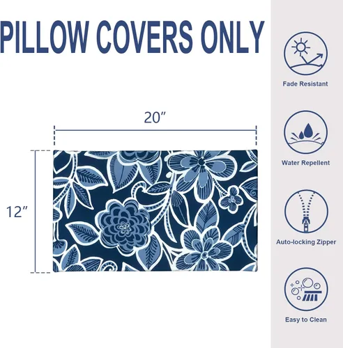 Miniatura 967 de Juego de 2 almohadas para exteriores de 16 x 16 pulgadas, repelentes al agua con interiores, para muebles de patio, hogar, jardín, geometría bohemia