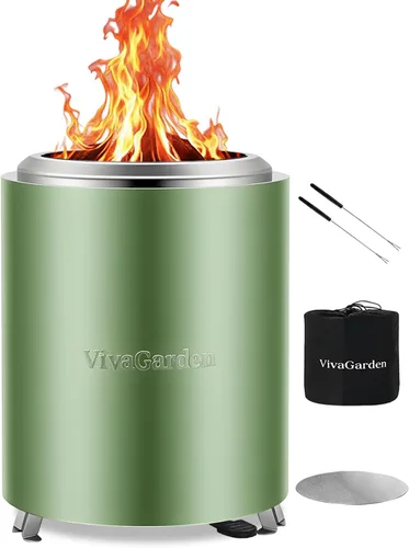 Miniatura 9 de Hoguera Portátil de Mesa, Hoguera de Mesa Sin Humo VivaGarden, Estufa de Leña y Pellets para Acampar al Aire Libre con Bolsa de Transporte, Negro