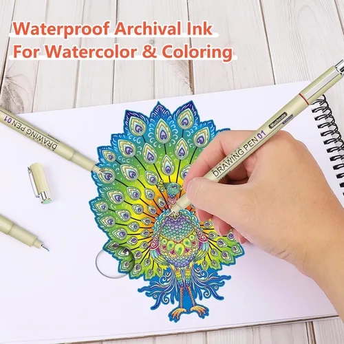 Miniatura 5 de Muchcute 01 Micro Fineliner Dibujo Arte Bolígrafos: 12 Colores 0.25mm Punta Extra Fina Biblia Sin Sangría Diario Zentangle Suministros de Estudio