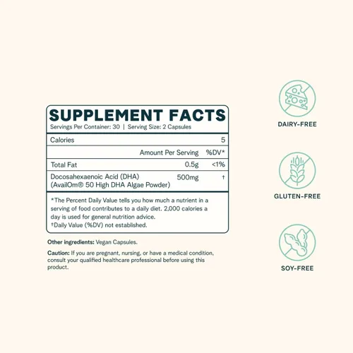 Miniatura 3 de Ora Organic Suplemento vegano Omega 3 - 500 mg de DHA para la salud cerebral, ocular y cardíaca - Hecho de algas sostenibles - 60 cápsulas