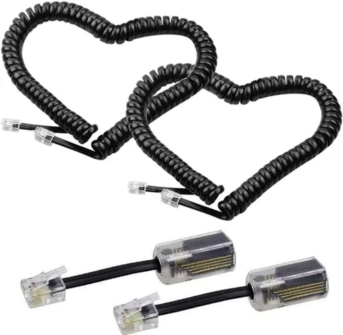 Miniatura 8 de LOVK Paquete de 4 cables de teléfono fijos de 8 pies sin enrollar/1.4 pies en espiral para teléfono fijo cable de línea fija RJ9 4P4C, accesorio