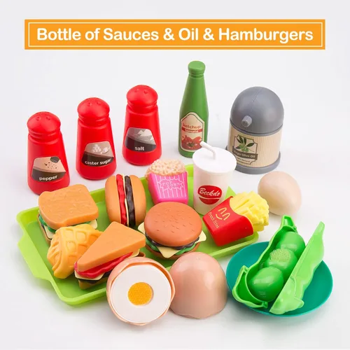 Miniatura 6 de 105 piezas de accesorios de juguete de cocina para niños, juego de cocina de camping y barbacoa para niños pequeños, juego de ollas, sartenes, Blanco