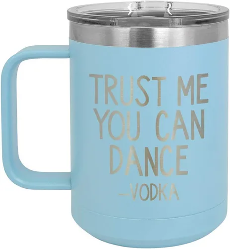 Miniatura 8 de Confíe en que puedes bailar - Taza de café negra de 15 oz con tapa superior deslizante Taza de café de viaje aislada Ideas de regalo