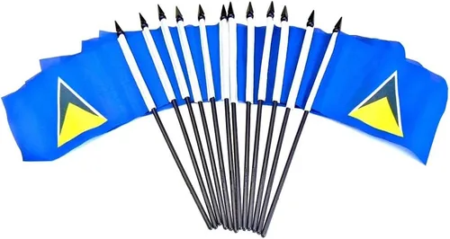 Miniatura 109 de Paquete de 12 banderas de escritorio de oficina en miniatura de poliéster internacional de 4 x 6 pulgadas, 1 docena de banderas pequeñas de 4 x 6