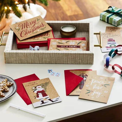Miniatura 2 de Hallmark Surtido de tarjetas de Navidad en caja, papel kraft rústico (6 diseños, 36 tarjetas con sobres)