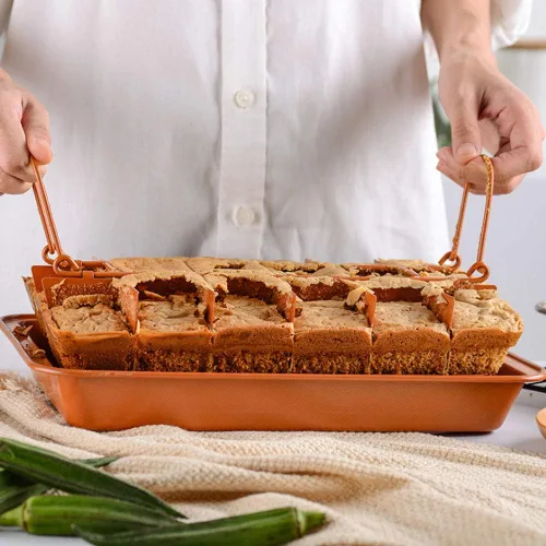 Miniatura 4 de L-Lei Sartenes antiadherentes para brownie con divisores, bandeja para hornear brownie de 18 celosías, utensilios para hornear al horno, molde