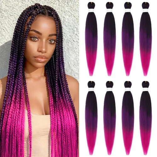 Miniatura 91 de 8 paquetes de extensiones preestiradas - 16 pulgadas de cabello trenzado premium, 55G/paquete, sin picazón, fijación en agua caliente, textura Perm