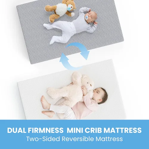 Miniatura 7 de Dourxi Minicolchón para cuna, 38x24x4 pulgadas, de gel viscoelástico de doble cara, colchón premium transpirable para cunas mini y portátiles