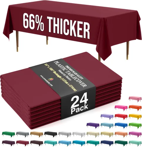Miniatura 104 de Exquisite 66% Thicker Premium Plastic Table Cloth Rectangle Table Cover 0.5 Mil 6 Pack Aqua Table Cloth 54 Inch x 108 Inch Disposable Tablecloth