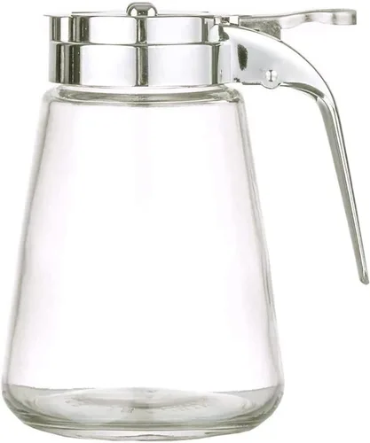 Dispensador de condimentos estilo Diner – Dispensador de vidrio de crema, azúcar y miel con capacidad de 10 onzas – Cristalería clásica estilo