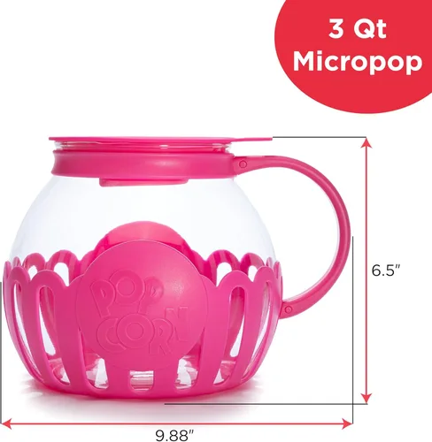 Miniatura 7 de Ecolution - Palomitero MicroPop patentado para microondas con vidrio seguro para temperatura, tapa 3 en 1 mide granos y derrite mantequilla, hecho