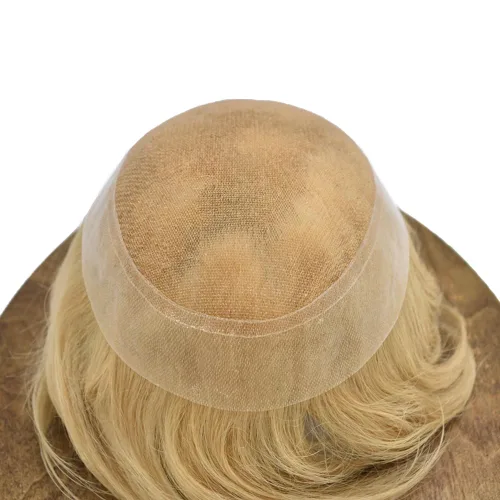 Miniatura 6 de Toupee - Pieza de cabello humano real para hombre, sistema de reemplazo de encaje suizo suave para hombre, pieza de pelo tipo tupé, protesis capilar