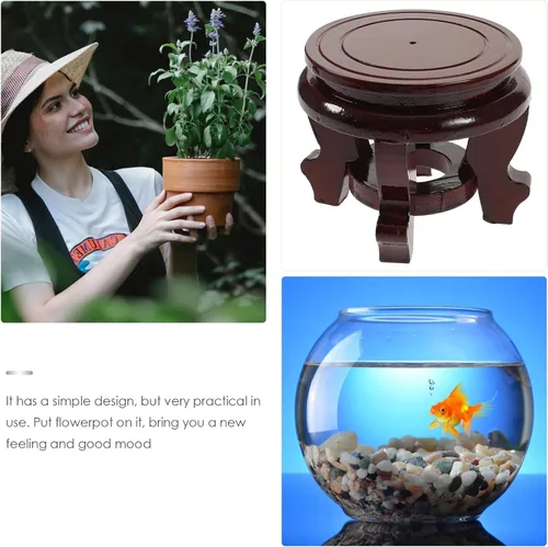 Miniatura 2 de BESTOYARD Base de maceta de madera asiática Soporte de jarrón de madera Soporte para plantas de madera Maceta de madera Plantas suculentas