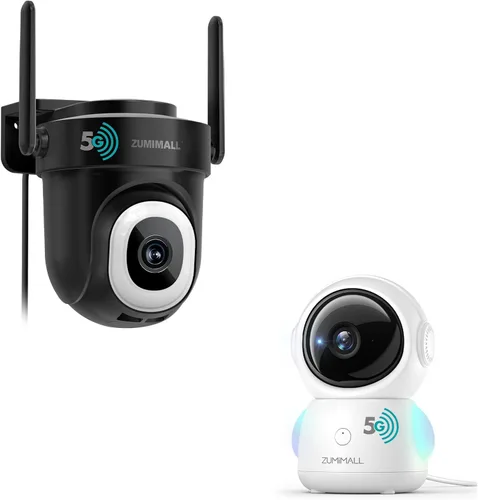 ZUMIMALL Cámaras 5MP 5G para seguridad en el hogar al aire libre, monitor de bebé WiFi 5G/2.4G con cámara y audio, cámara de seguridad de grabación