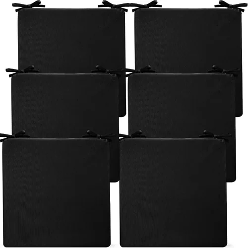 Miniatura 8 de Preboun Paquete de 6 Cojines para Sillas de Exterior 19" x 19" x 3" Patio Impermeables Resistentes a la Decoloración Cojines de Asiento con Lazos
