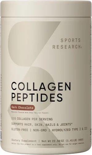 Miniatura 9 de Sports Research - Péptidos de colágeno - Suplemento de proteína de colágeno hidrolizado tipo 1 y 3 en polvo para piel, uñas y articulaciones