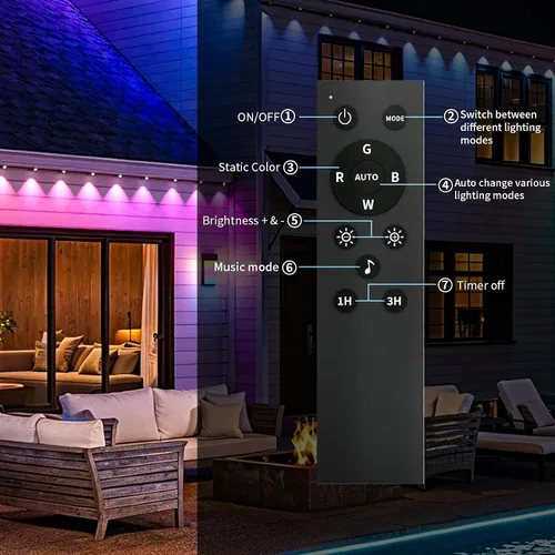 Miniatura 7 de KSIPZE Luces Permanentes para Exteriores Impermeables IP67, Luces LED Inteligentes RGB+IC para Aleros con Control por App y Botón, Más de 200 Modos