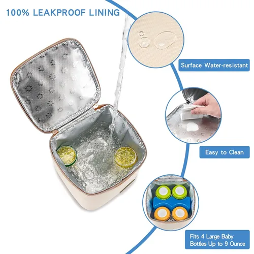 Miniatura 2 de Bolsa enfriadora de leche materna con paquete de hielo, se ajusta a 4 biberones de hasta 5 onzas, bolsa enfriadora de biberones ideal para madres