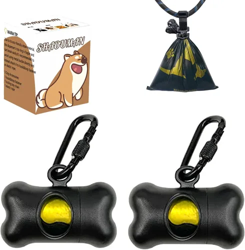 Miniatura 10 de Soporte para bolsa de excremento de perro en forma de hueso para correa Dispensador con 15 bolsas de basura resistentes a fugas y clip de Trigo