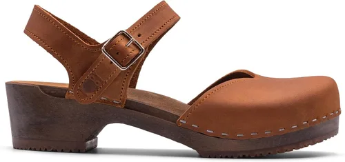 Miniatura 20 de Sandgrens Zuecos de madera sueca hechos a mano para mujer, sandalias de tacón bajo Zaragasso