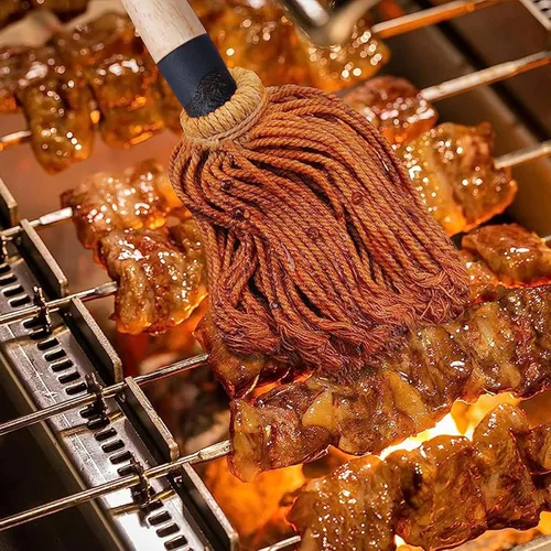 Miniatura 4 de Donxote Juego de 2 cepillos para fregona de barbacoa de 18 pulgadas, con 6 cabezales de repuesto adicionales, cabeza de algodón de mango largo