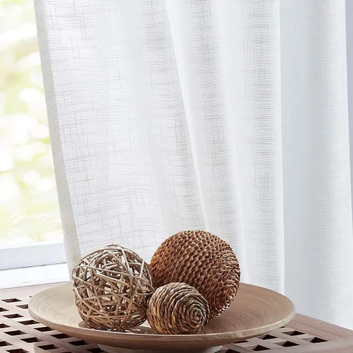 Miniatura 23 de FMFUNCTEX - Cortinas semitransparentes de lino de 114 cm de largo para dormitorio y sala de estar, paneles beige de lino texturizado para ventana