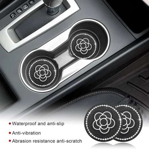 Miniatura 5 de Yourkar 2 piezas de portavasos para automóvil con estampado de vaca, portavasos antideslizantes para automóvil de 7 cm, tapetes para tazas