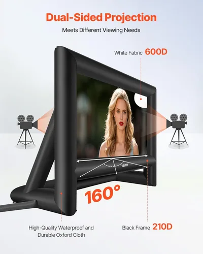 Miniatura 4 de VEVOR Pantalla de cine inflable de 14 pies, pantalla de proyector inflable con bolsa de almacenamiento portátil, proyección de película fácil