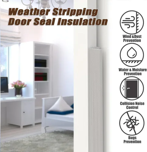 Miniatura 2 de Tira de sellado adhesiva para marco de puerta de 19.6 pies, espuma de PU, cubierta de PE, fácil instalación para espacios de puerta o ventana, Negro