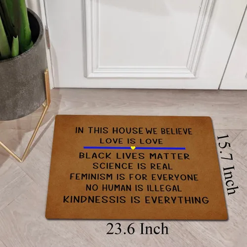 Miniatura 5 de in This House We Believe - Felpudos divertidos de goma antideslizante, tapetes personalizados para decoración del hogar para uso en exteriores e