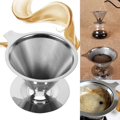 Miniatura 3 de Vierta sobre la taza de la cafetera, acero inoxidable verter sobre el gotero de café, verter sobre el filtro de doble capa de malla de la taza