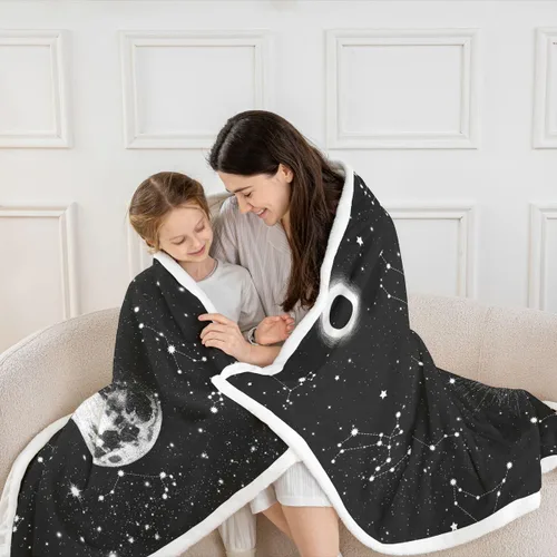 Miniatura 3 de Erosebridal Galaxy Fleece Blanket 40x50 Constellation Fuzzy Plush Throw for Sofa Couch Black Nebula Stars Sherpa Blanket Outer Space Starry Sky