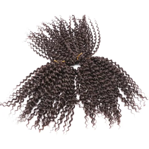 Miniatura 4 de Rizo rizado afro de 8 pulgadas, cabello rizado 4# color negro apagado 3 unids/paquete de extensiones de cabello sintético suave (4#)