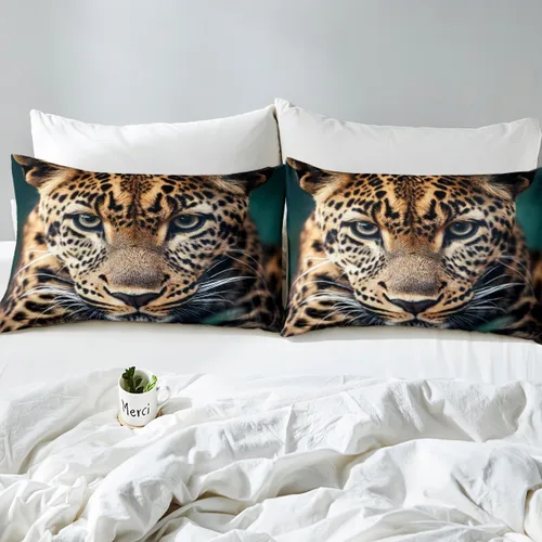 Miniatura 5 de Erosebridal Funda de edredón de leopardo, guepardo, funda de edredón de animales de sabana africana, juego de ropa de cama con estampado de leopardo
